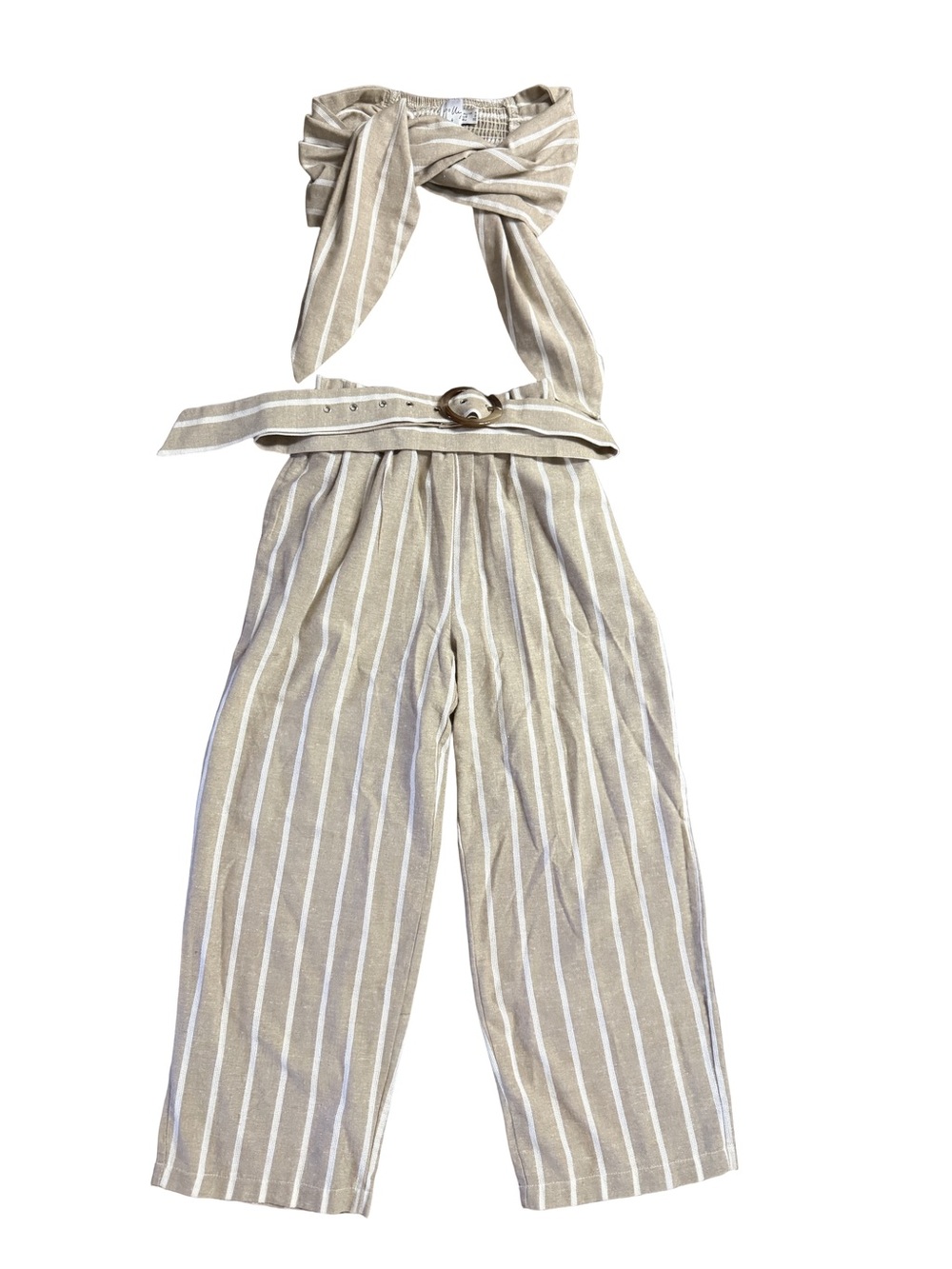 Princess Polly Striped Bandeau and High-Waist Pants with Belt Set